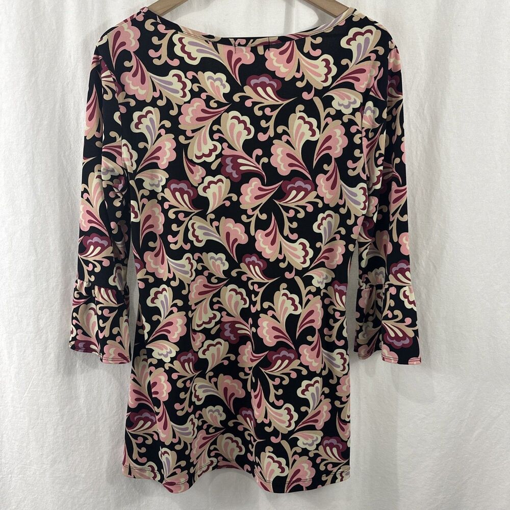 JTB Vintage Babydoll Milkmaid Bell Sleeve Pink Floral Top Womens M? Romantic - Picture 2 of 6